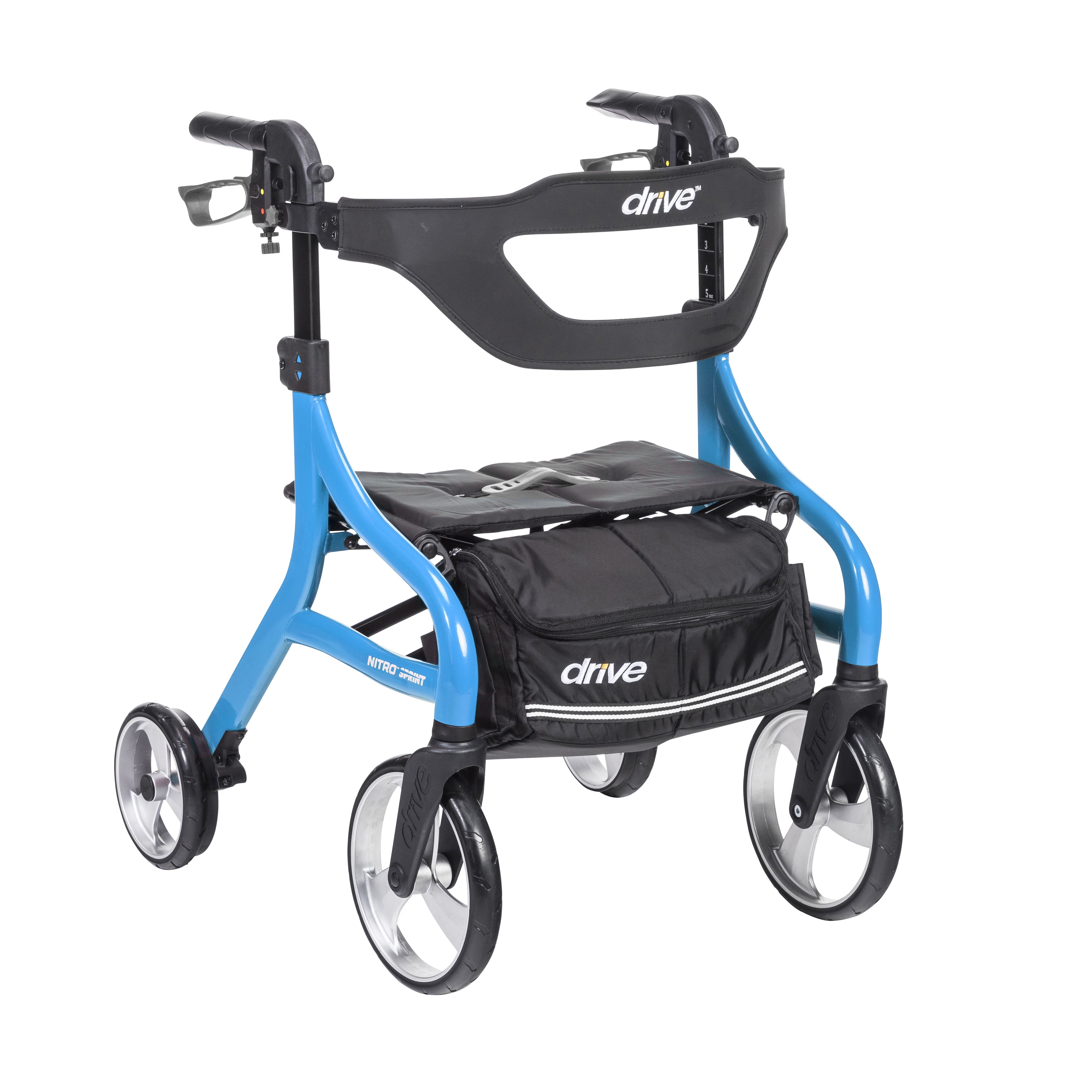 Drive Medical Nitro Sprint Rollator Rolling Walker for Elderly & Disabled, Hemi Height, Mobile