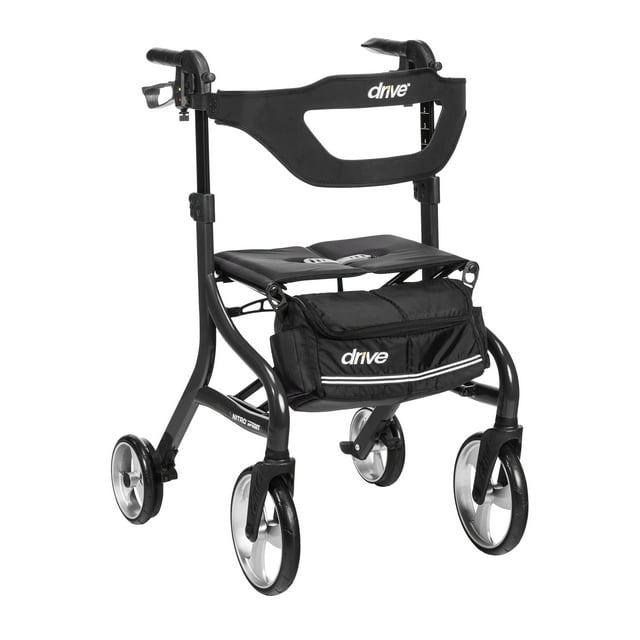 Drive Medical Nitro Sprint Foldable Rollator Walker with Seat, Tall