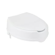 Drive Medical Plastic Raised Toilet Seat with Lid and Heav Duty Lock, White, 4" Height, fits most Toilets, weight up to 400 lbs
