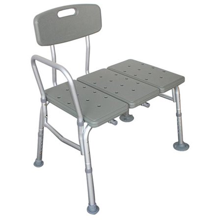 Drive Medical Plastic Tub Transfer Bench with Adjustable Backrest-Gray