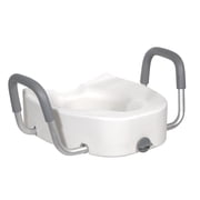 Drive Medical Premium Plastic Raised Toilet Seat with Lock and Padded Armrests, Elongated
