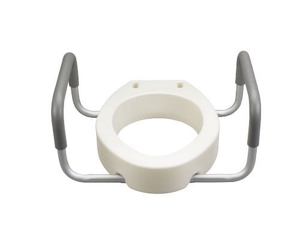 White Elevated Toilet Seat Riser with Padded Arms