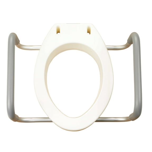 Drive Medical Premium White Plastic Elongated Raised Toilet Seat with Arms 3.5" Height up to 300 lbs
