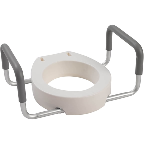 Drive Medical Premium Seat Riser with Removable Arms for Standard Toilets, White( Pack of 2 )
