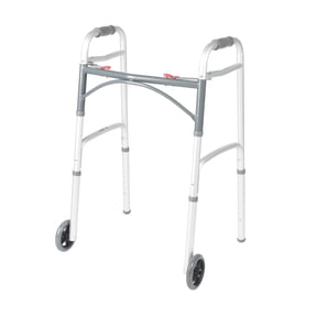 Drive Medical Deluxe Folding Walker with Wheels, U-Shaped Frame, Adjustable Height