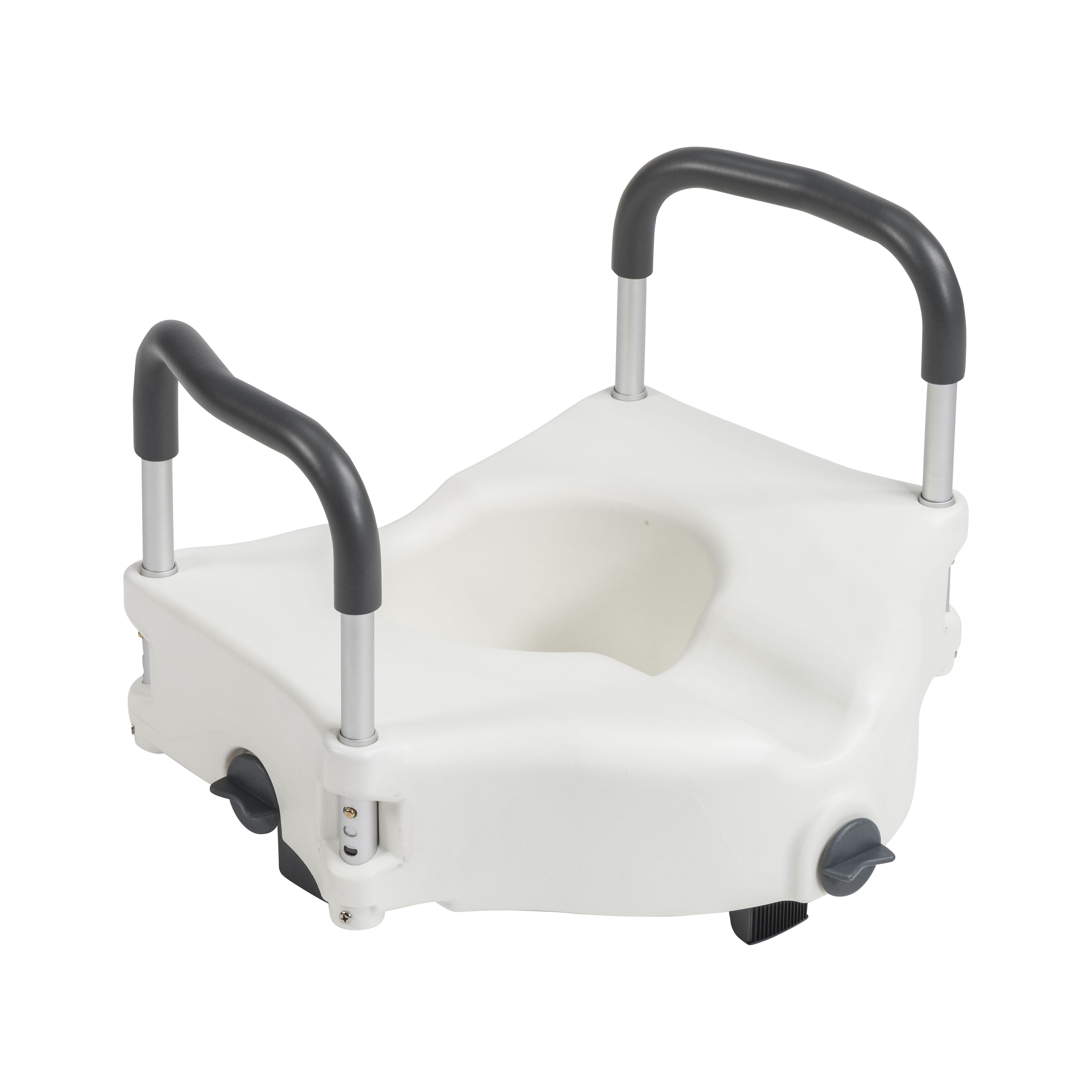 "Drive Medical Secure Lock Raised Toilet Seat, 5"" w/ Handicap Handles