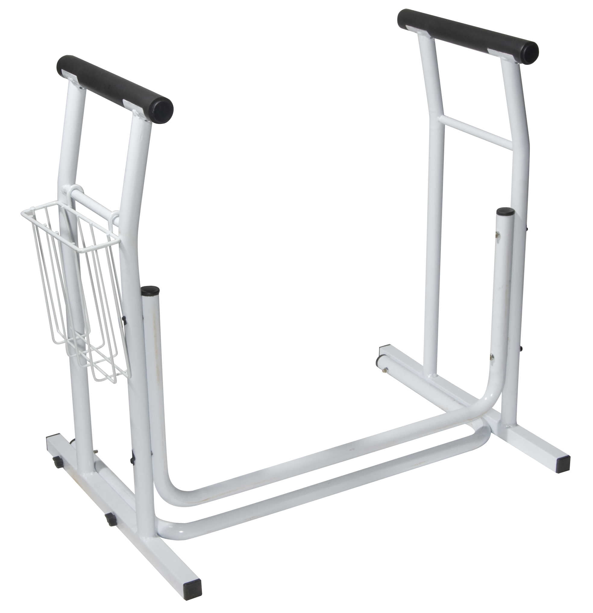 White Aluminum Stand Alone Toilet Safety Rail with Padded Handles