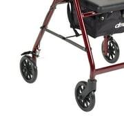 Drive Medical Rollator Rolling Walker with 6" Wheels, Fold Up Removable Back Support and Padded Seat, Red