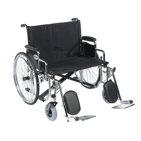 Drive Medical Sentra EC Heavy Duty Extra Wide Wheelchair, Detachable Desk Arms, Elevating Leg Rests, 28" Seat