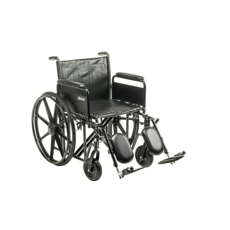 Drive Medical Sentra EC Heavy Duty Wheelchair, Detachable Full Arms, Elevating Leg Rests, 22" Seat