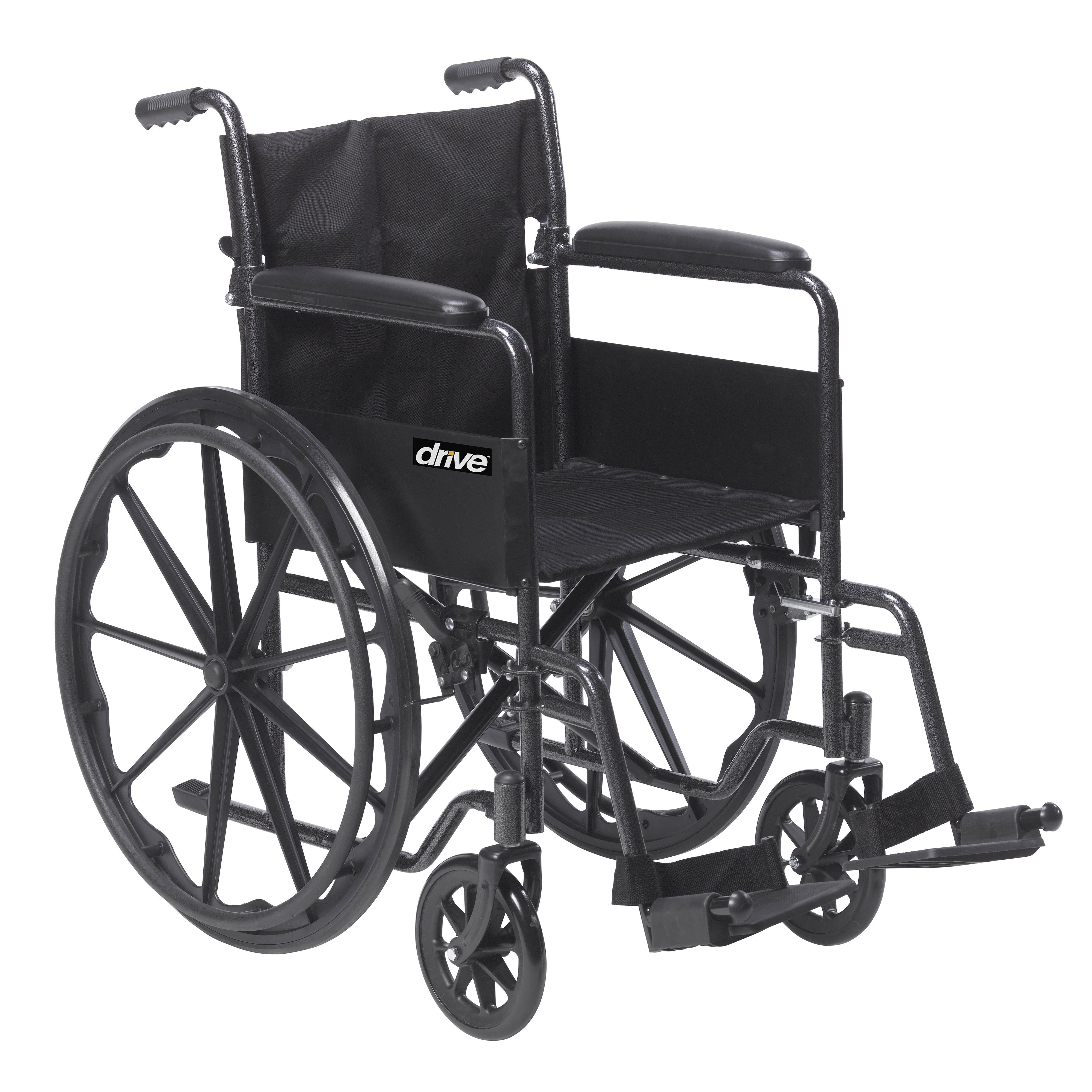 Drive Medical Wheelchair, Silver Sport 1, Full Arms, Swing