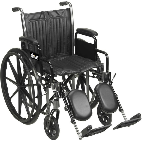 Drive Medical Silver Sport 2 Wheelchair, Detachable Desk Arms, Elevating Leg Rests, 18" Seat