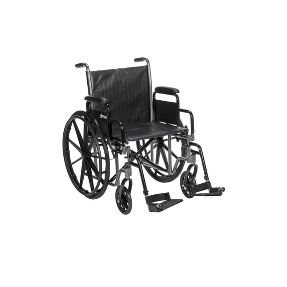 Drive Medical Silver Sport 2 Wheelchair, Detachable Desk Arms, Swing away Footrests, 16" Seat