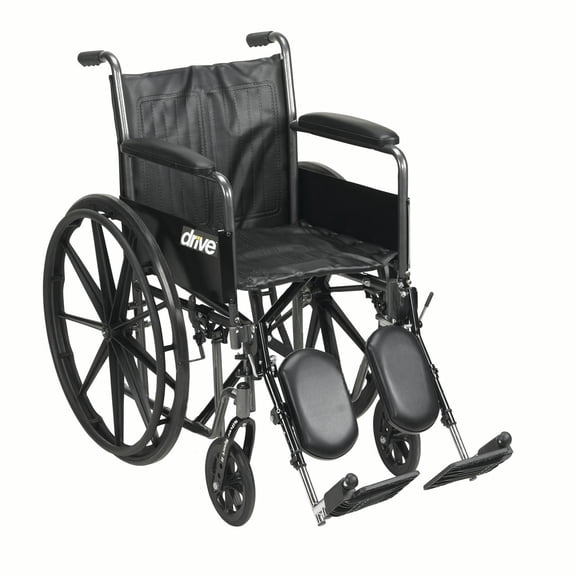 Drive Medical Silver Sport 2 Wheelchair, Detachable Full Arms, Elevating Leg Rests, 16" Seat