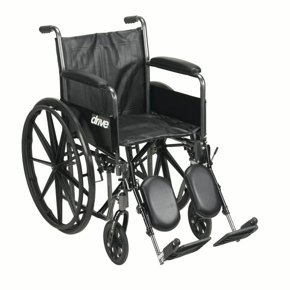 Drive Medical Silver Sport 2 Wheelchair, Detachable Full Arms, Elevating Leg Rests, 20" Seat