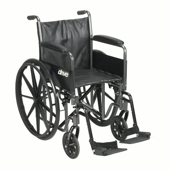 Drive Medical Silver Sport 2 Wheelchair, Detachable Full Arms, Swing away Footrests, 20" Seat