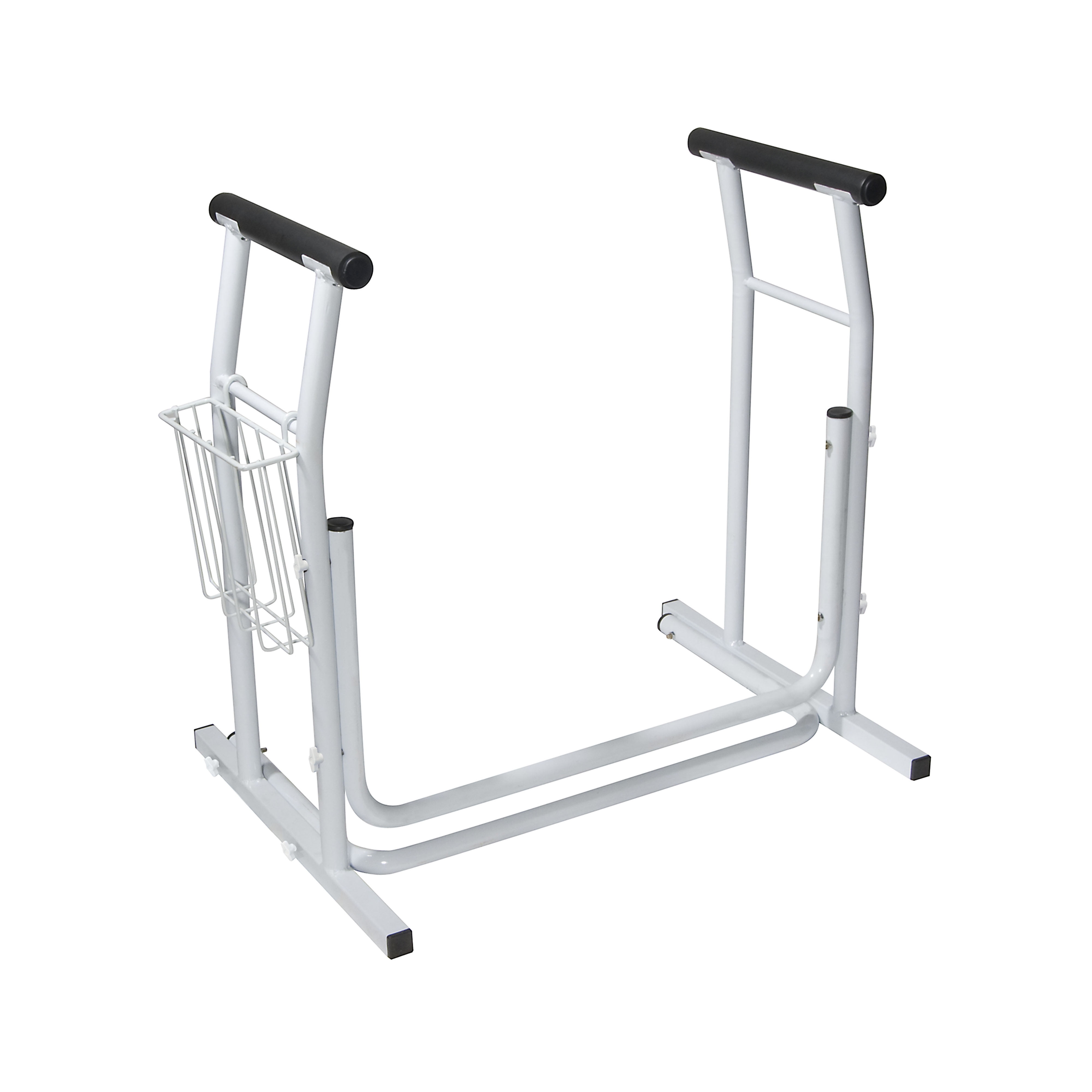 White Aluminum Stand Alone Toilet Safety Rail with Padded Handles