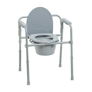 Drive Medical Steel Folding Deep Seat Bedside Commode, Gray