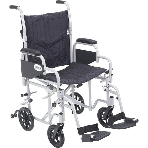 Drive Medical TR20 Poly-Fly Transport Wheelchair, Silver
