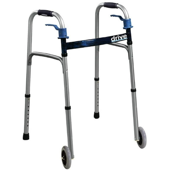 Drive Medical Trigger Release Folding Walker, Brushed Steel