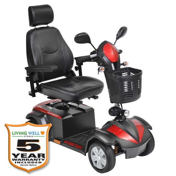 Drive Medical Ventura DLX 4 Wheel Travel Scooter Including 5 Year Extended Warranty (20" Wide Seat)