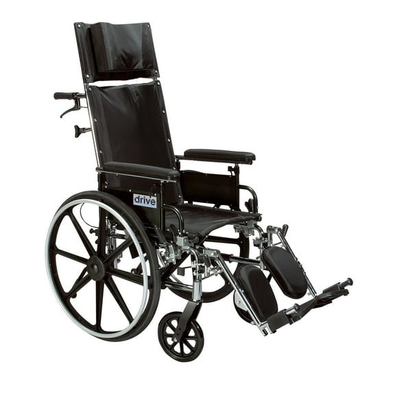 Drive Medical Viper Plus GT Full Reclining Wheelchair, Detachable Desk Arms, 20" Seat