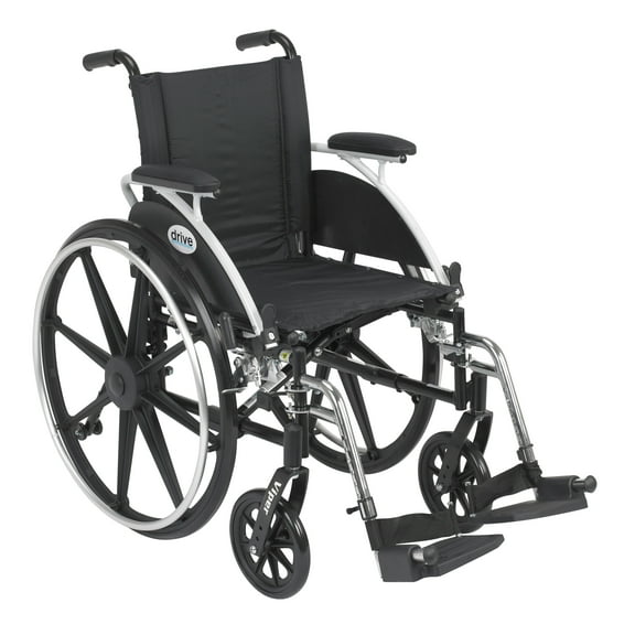 Drive Medical Viper Wheelchair with Flip Back Removable Arms, Desk Arms, Swing away Footrests, 12" Seat
