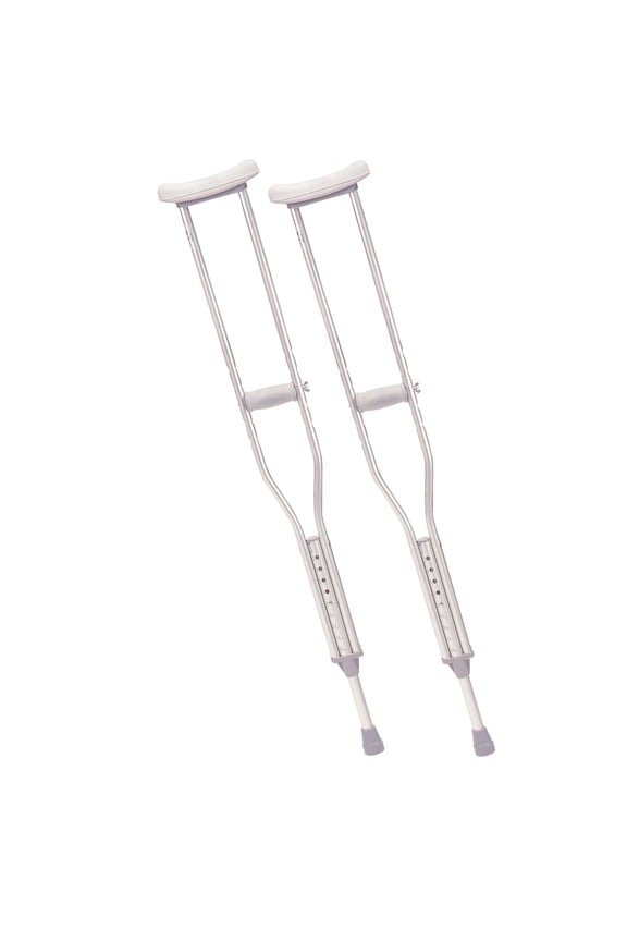 Walking Crutches with Underarm Pad and Handgrip, Adult, 1 Pair