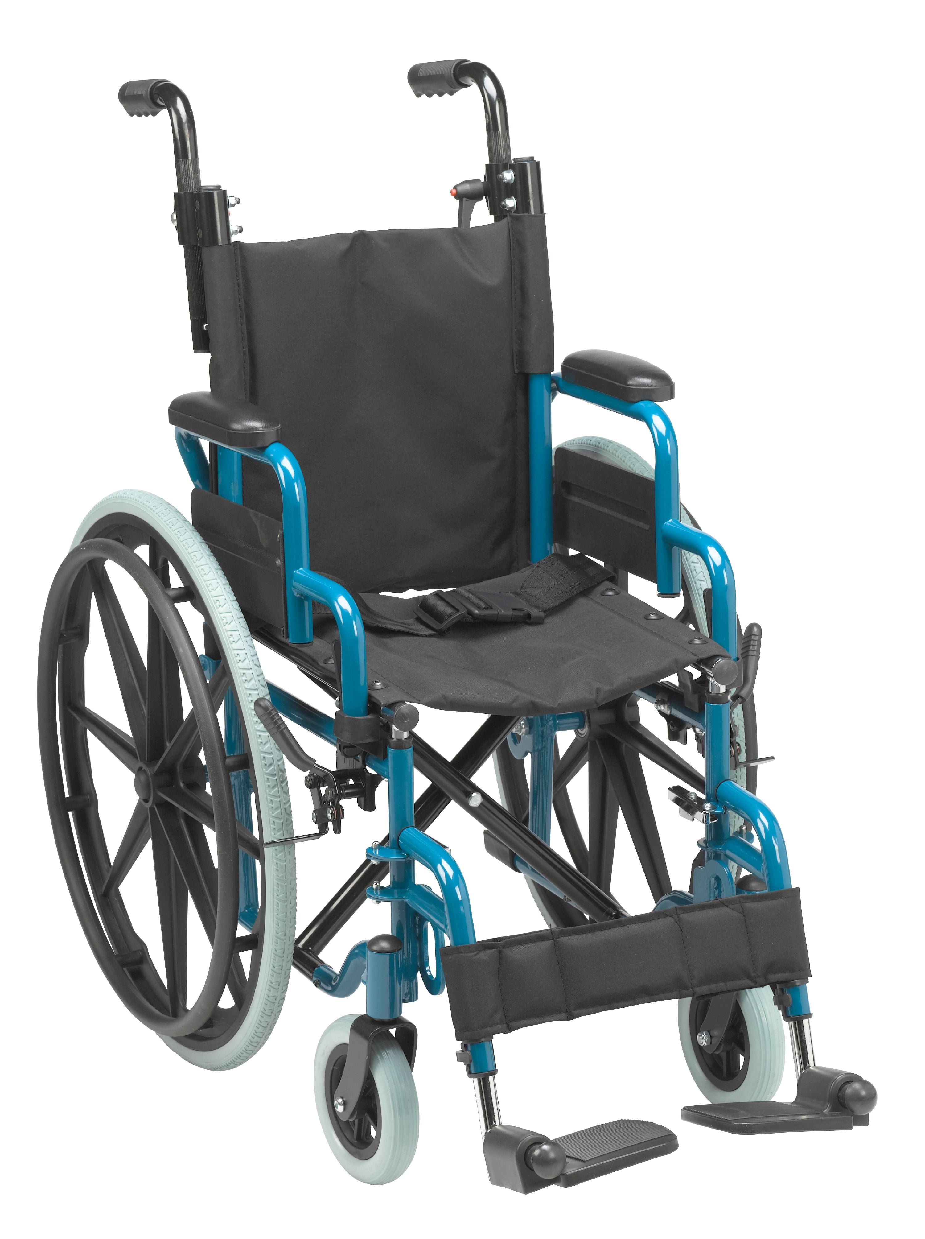 Inspired by Drive Wallaby Pediatric Folding Wheelchair, 14", Jet Fighter Blue