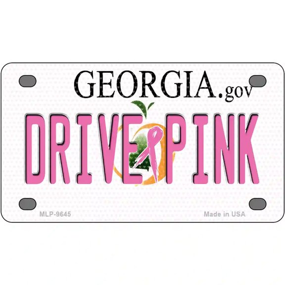 Drive Pink Georgia Novelty Metal License Plate 4" x 2.2" Mini