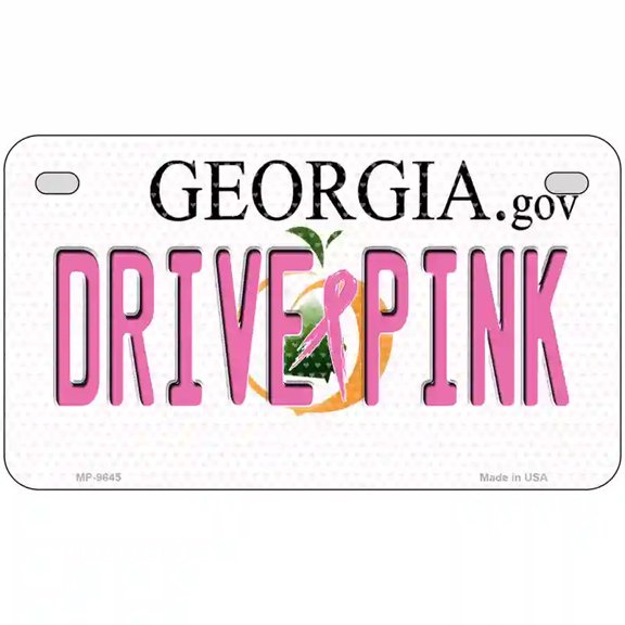 Drive Pink Georgia Novelty Metal License Plate 7" x 4" Motorcycle (MP)