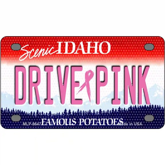 Drive Pink Idaho Novelty Metal License Plate 4" x 2.2" Mini