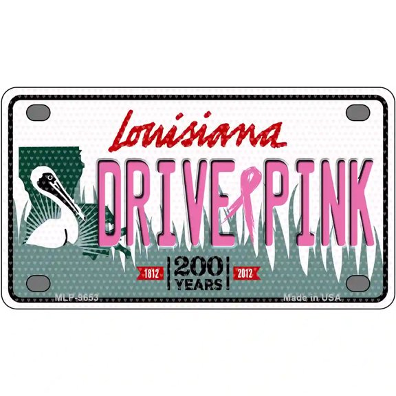 Drive Pink Louisiana Novelty Metal License Plate 4" x 2.2" Mini