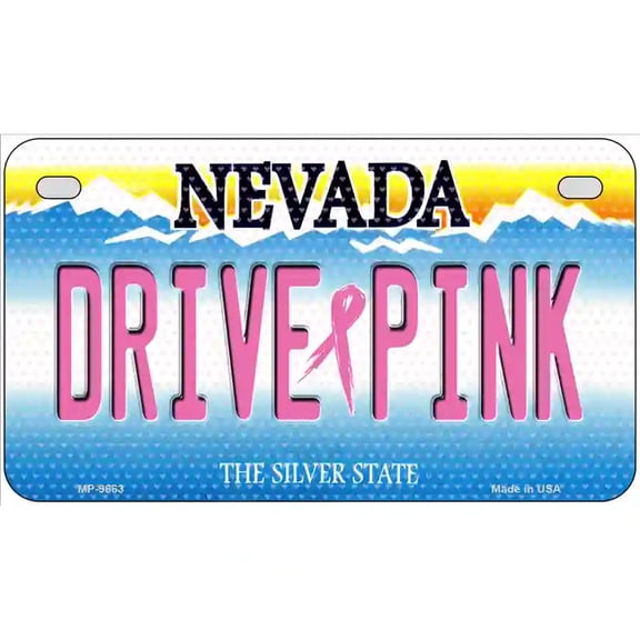 Drive Pink Nevada Novelty Metal License Plate 7" x 4" Motorcycle (MP)