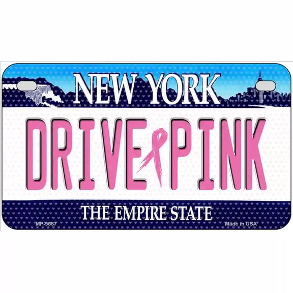 Drive Pink New York Novelty Metal License Plate 7" x 4" Motorcycle (MP)