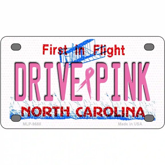 Drive Pink North Carolina Novelty Metal License Plate 4" x 2.2" Mini