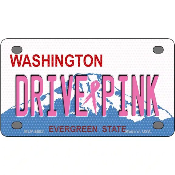 Drive Pink Washington Novelty Metal License Plate 4" x 2.2" Mini