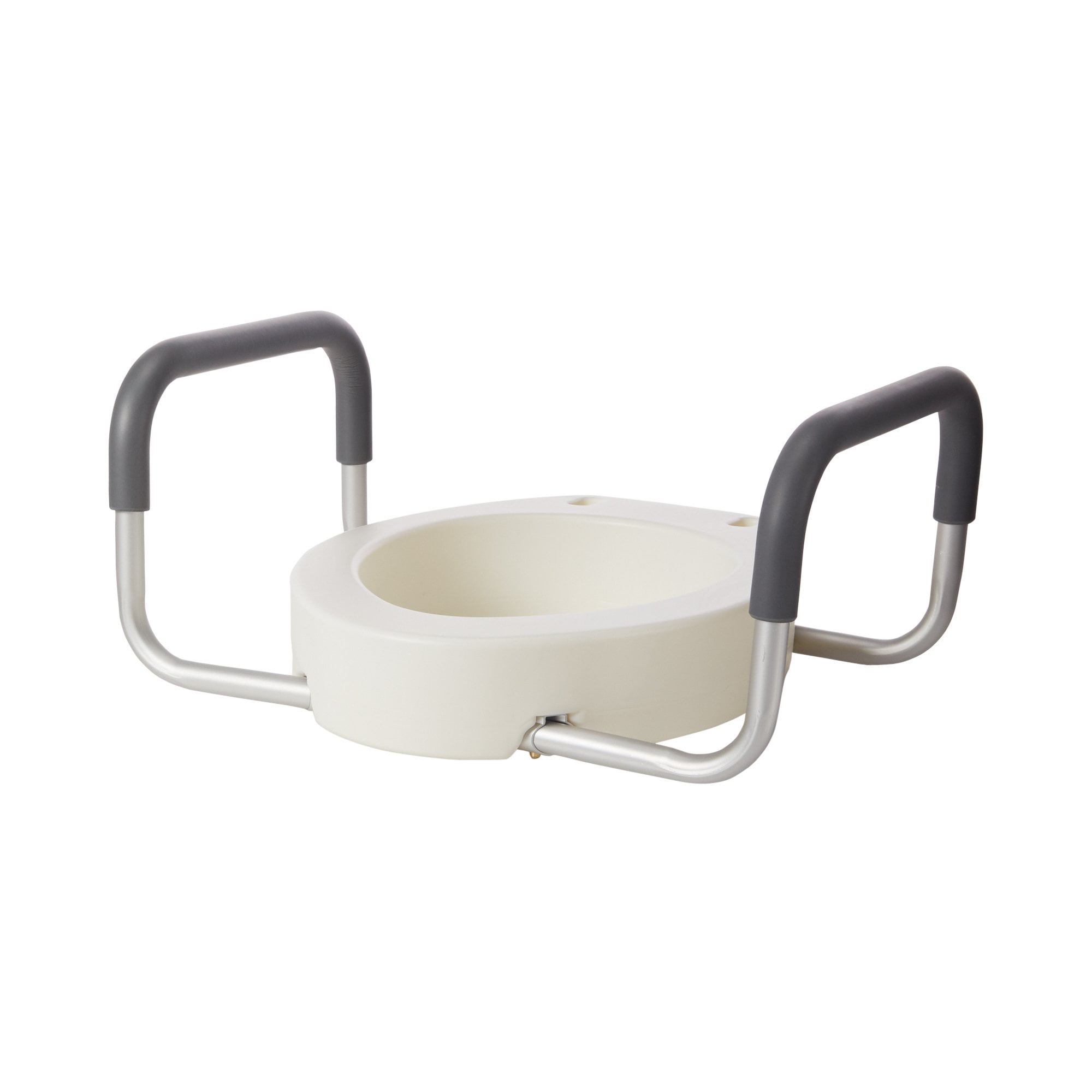 White Elevated Toilet Seat Riser with Padded Arms