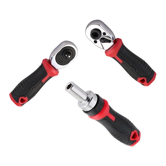 Drive Ratchet Tool Set Compact 1/4 Inch Steel Body, 3-Piece Socket Bit Wrench for Tight-Corner Home Service Projects Dra