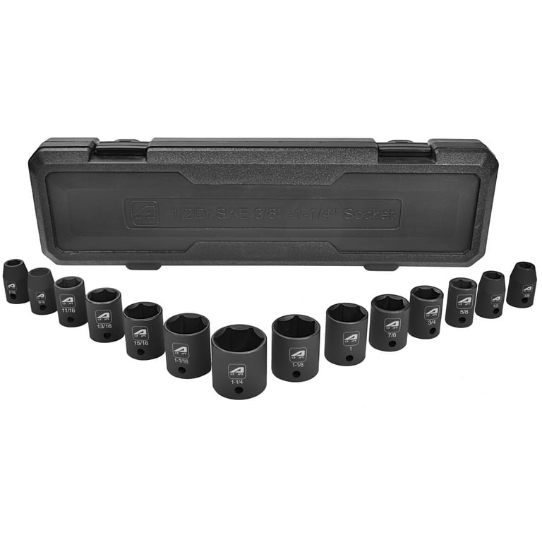 1/2 in. Drive 3/8 - 1-1/4 in. 6-Point Shallow Impact Socket Set (14-Piece) 1/2 in. Drive 3/8 - 1-1/4 in. 6-Point Shallow Impact Socket Set (14-Piece)