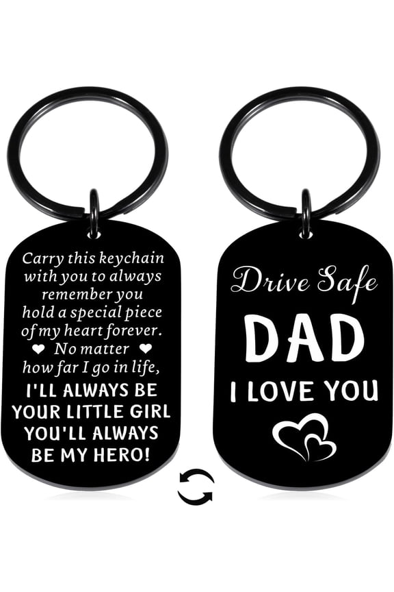 Drive Safe Dad Valentine Keychain for Dad, Love You Dad Gifts from Daughter, Fathers Day for Dad from Daughter, Birthday Gift for Dad, Papa Gifts Dad Christmas Gifts from Daughter