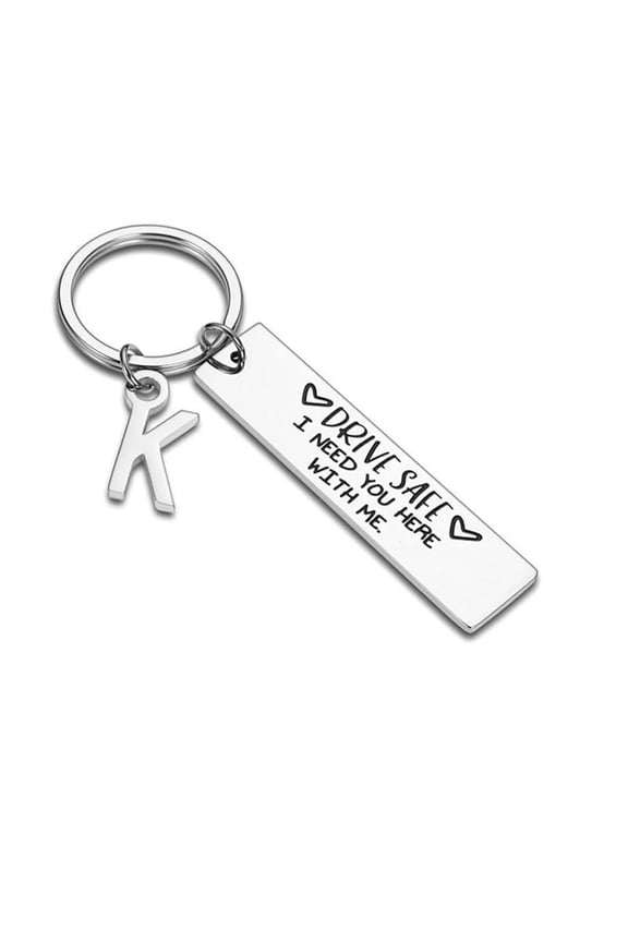 Drive Safe I Need You Here With Me Keychain - Stainless Steel, Unisex, Round Pendant, 25mm Key Ring, Gift for Loved Ones
