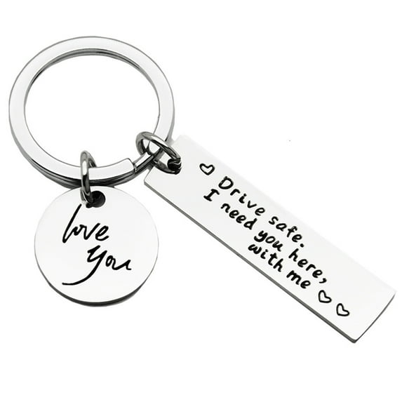 Drive Safe I Need You Here With Me Love You Keychain for Boyfriend Husband Dad Birthday Valentine's Day Gifts