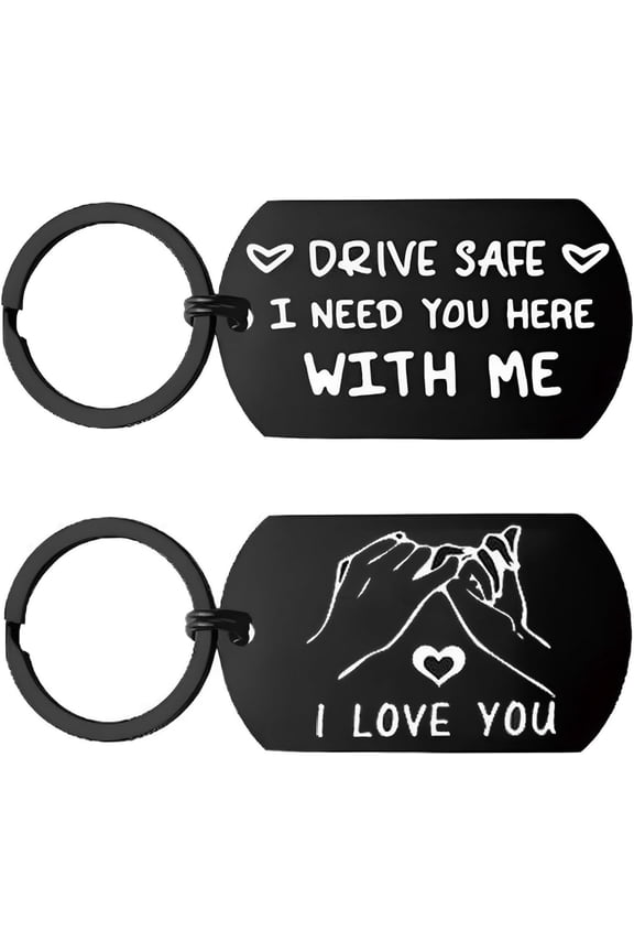 Drive Safe Keychain Gift for Him Husband Boyfriend from Wife Girlfriend Birthday Valentine’s Day I Love you Gifts