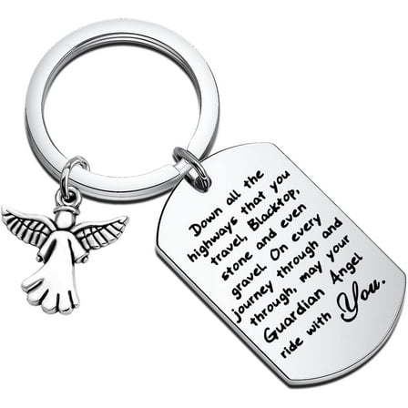 Drive Safe Keychain May Your Guardian Angel Ride with You Keychain New Driver Gift Biker Trucker Gifts