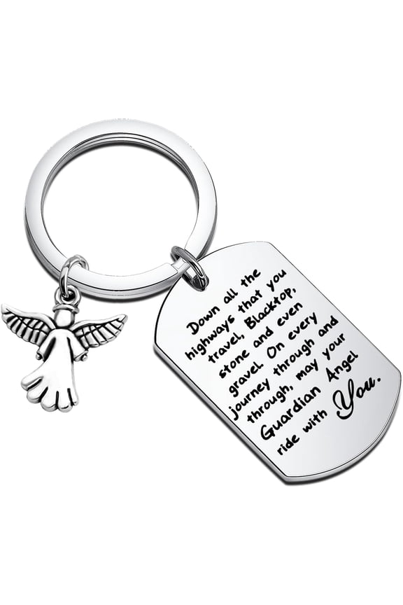 Drive Safe Keychain May Your Guardian Angel Ride with You Keychain New Driver Gift Biker Trucker Gifts