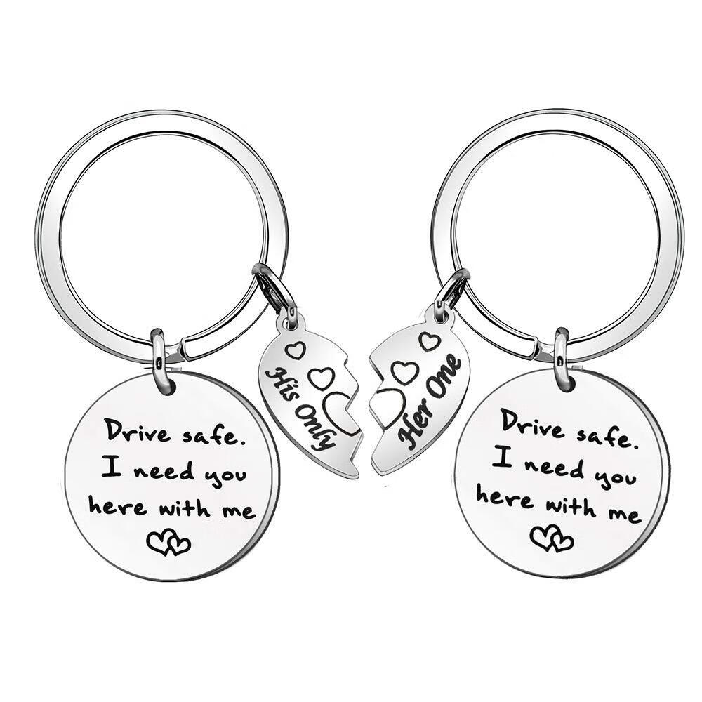 Drive Safe Keychain Set, Perfect Couple Gift, I Need You Here with Me