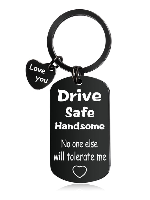 Fathers Day Drive Safe Keychain for Him Men Boyfriend Husband Gifts Birthday Valentine’s Day Anniversary Christmas Couple Gift