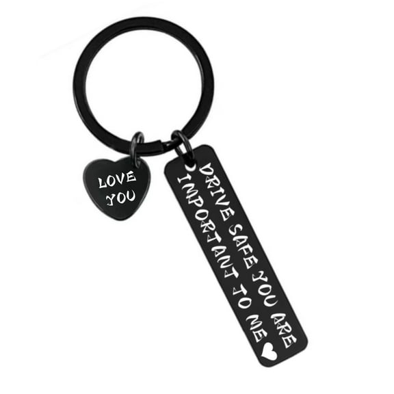 Drive Safe Keychain for him her - key chains for men “You are important to me” “i love you” 26-letter keychain gifts for boyfriend birthday christmas valentines day, LOVE YOU