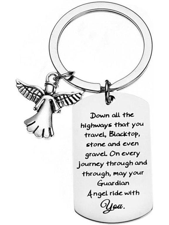 Drive Safe Keychains Gift May Your Guardian Angel Ride with You Keychainfor Son Dad Trucker Bus Driver